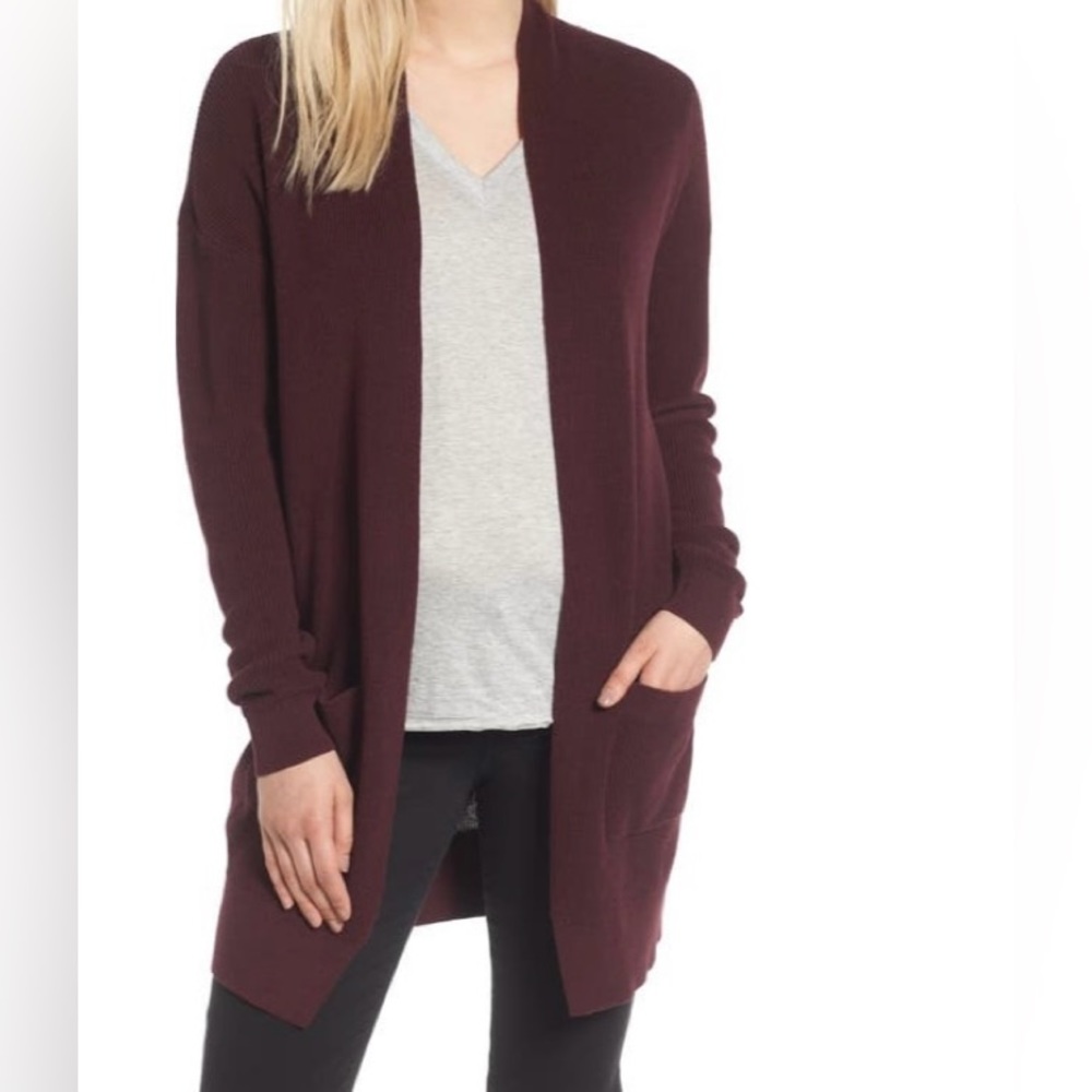 ВР Lightweight Rib Stitch Cardigan in Bergundy